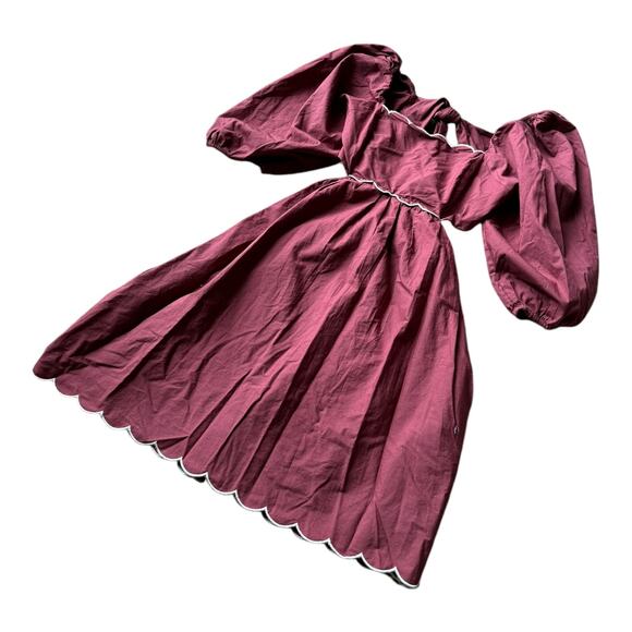 NWT Forever That Girl Anthropologie Scalloped Mini Dress Rusty Brown size Medium - Picture 5 of 13